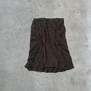 Vintage brown and white polka dot midi skirt...